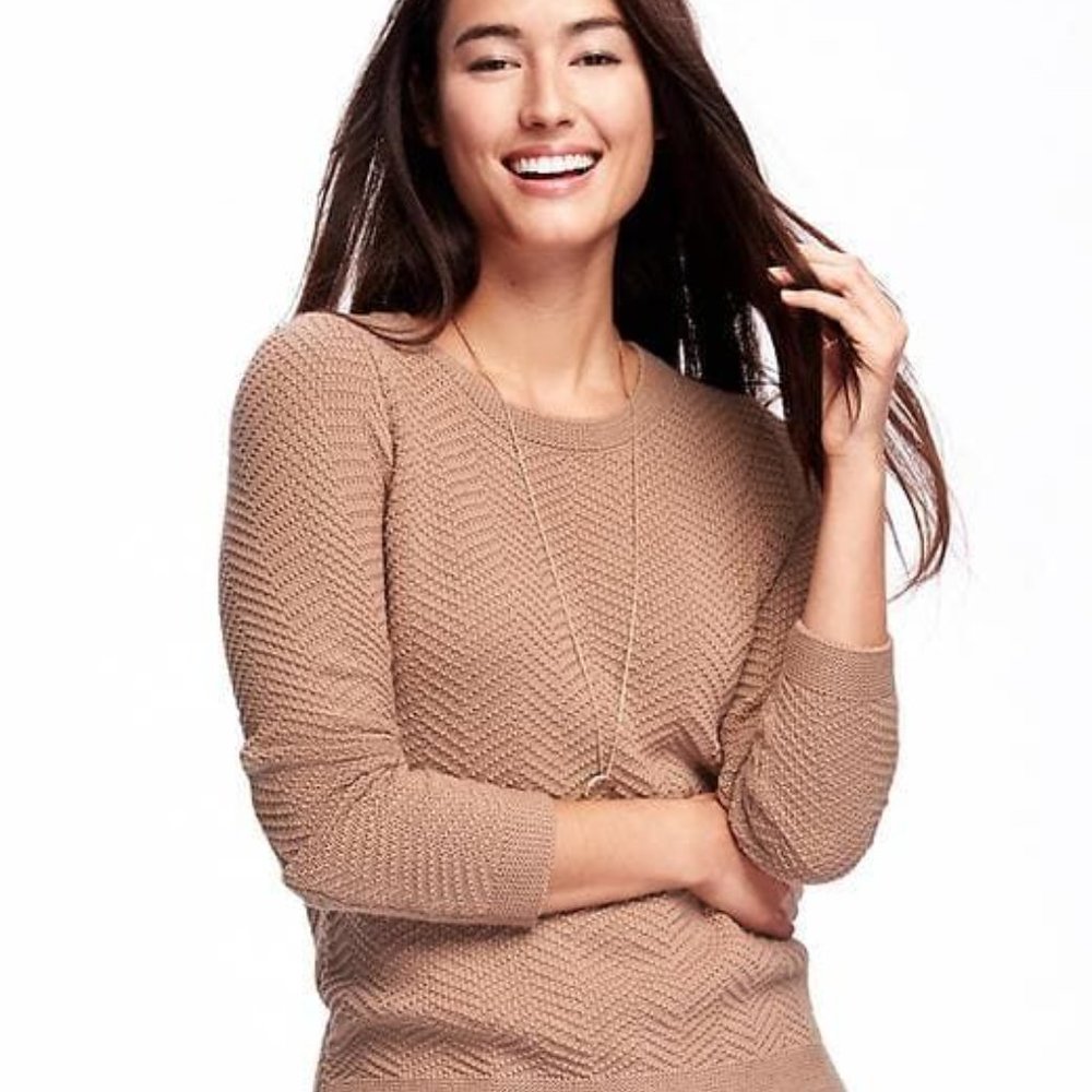 Old Navy Tan Crew Neck Pullover Sweater